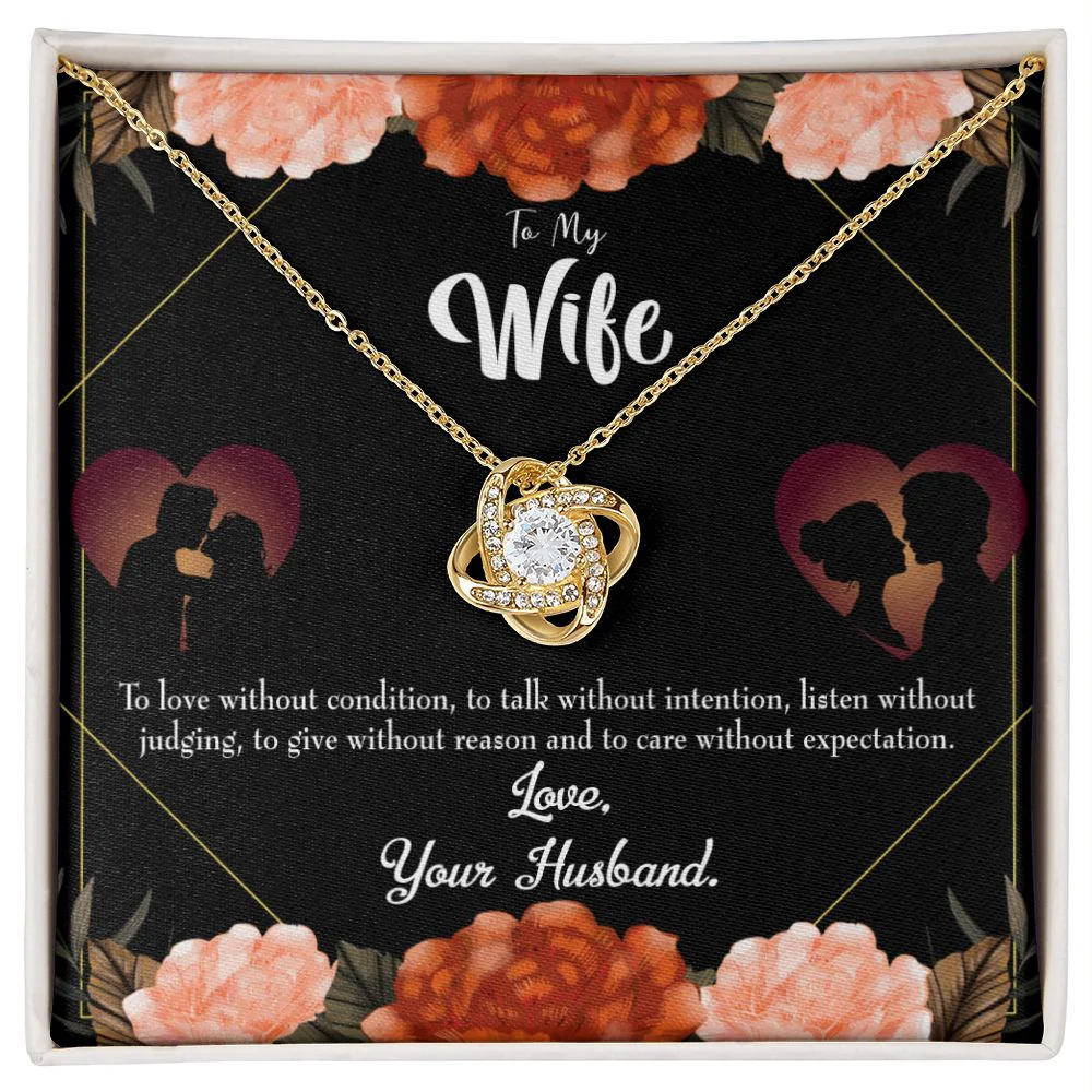 Wife Love Talk Listen Infinity Knot Cz Necklace Gold Tone Standard Box